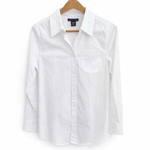 NWT Apostrophe White Pinstripe Button-Up Shirt – Classic Office Blouse Size M